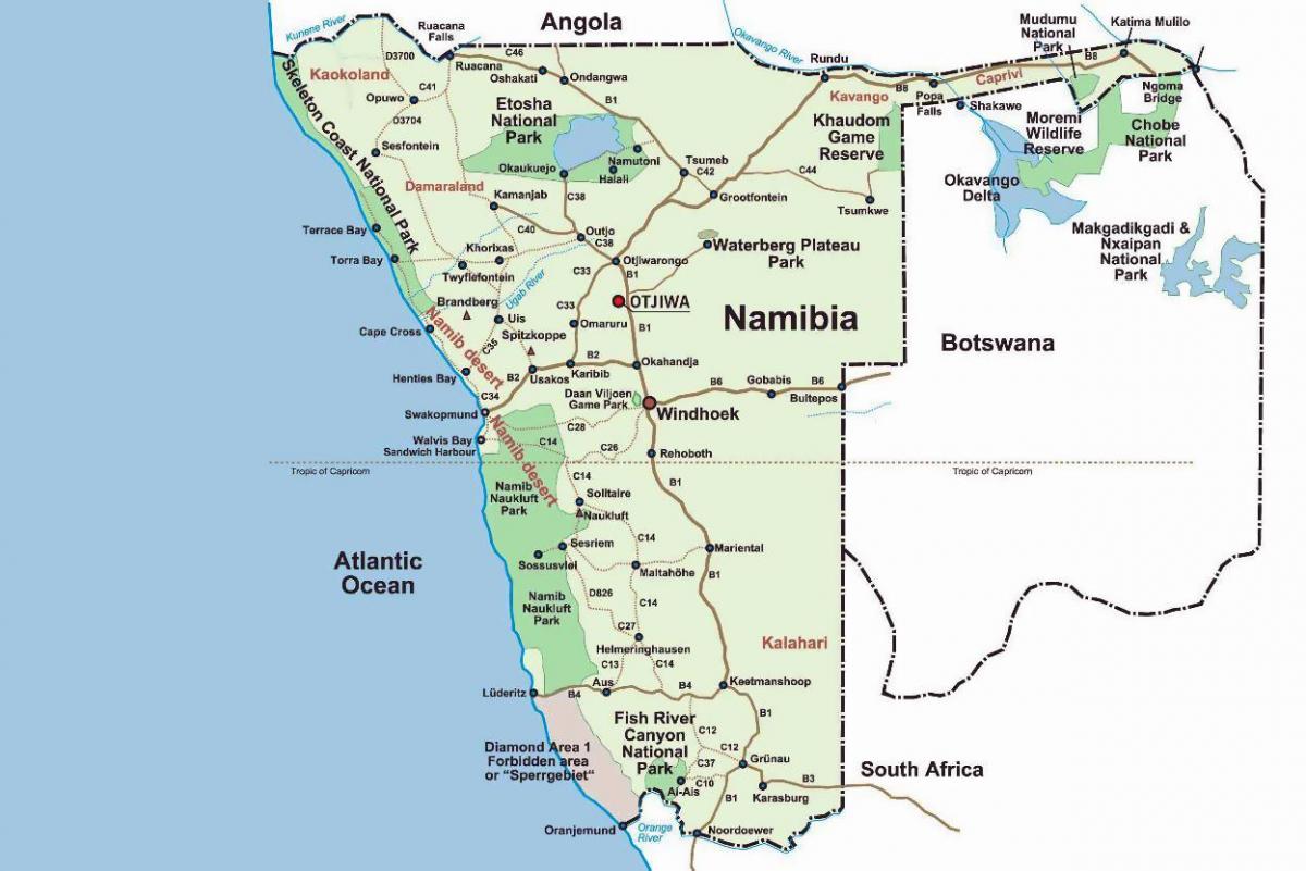 esqueleto costa da Namíbia mapa