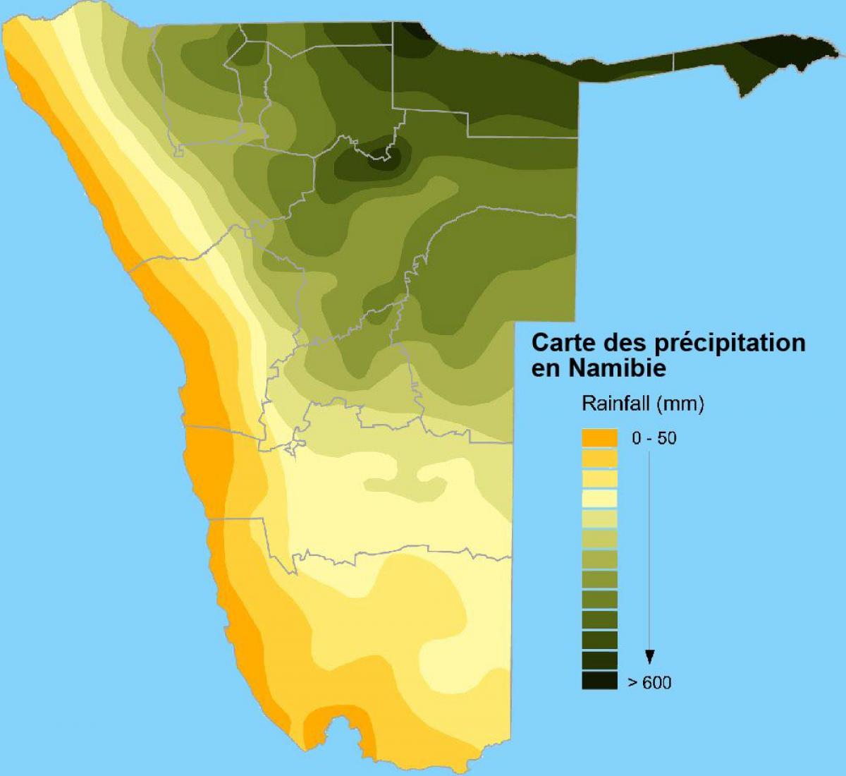Mapa da Namíbia chuva