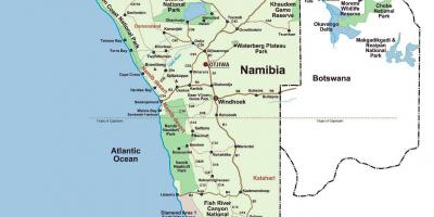 O mapa da Namíbia