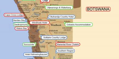 Parques de campismo Namíbia mapa
